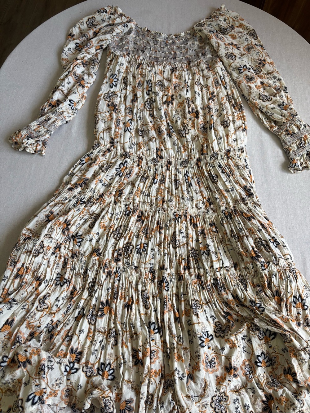 Free People Sweet Escape Maxi Dress Ivory Boho Tiered Maxi Size XL - Picture 4 of 10